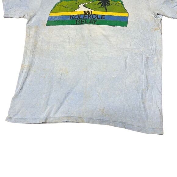 American Vintage 80s Hawaii Kole Kole Relay Marathon Race T Shirt Hanes Beefy Ta - Picture 3 of 8